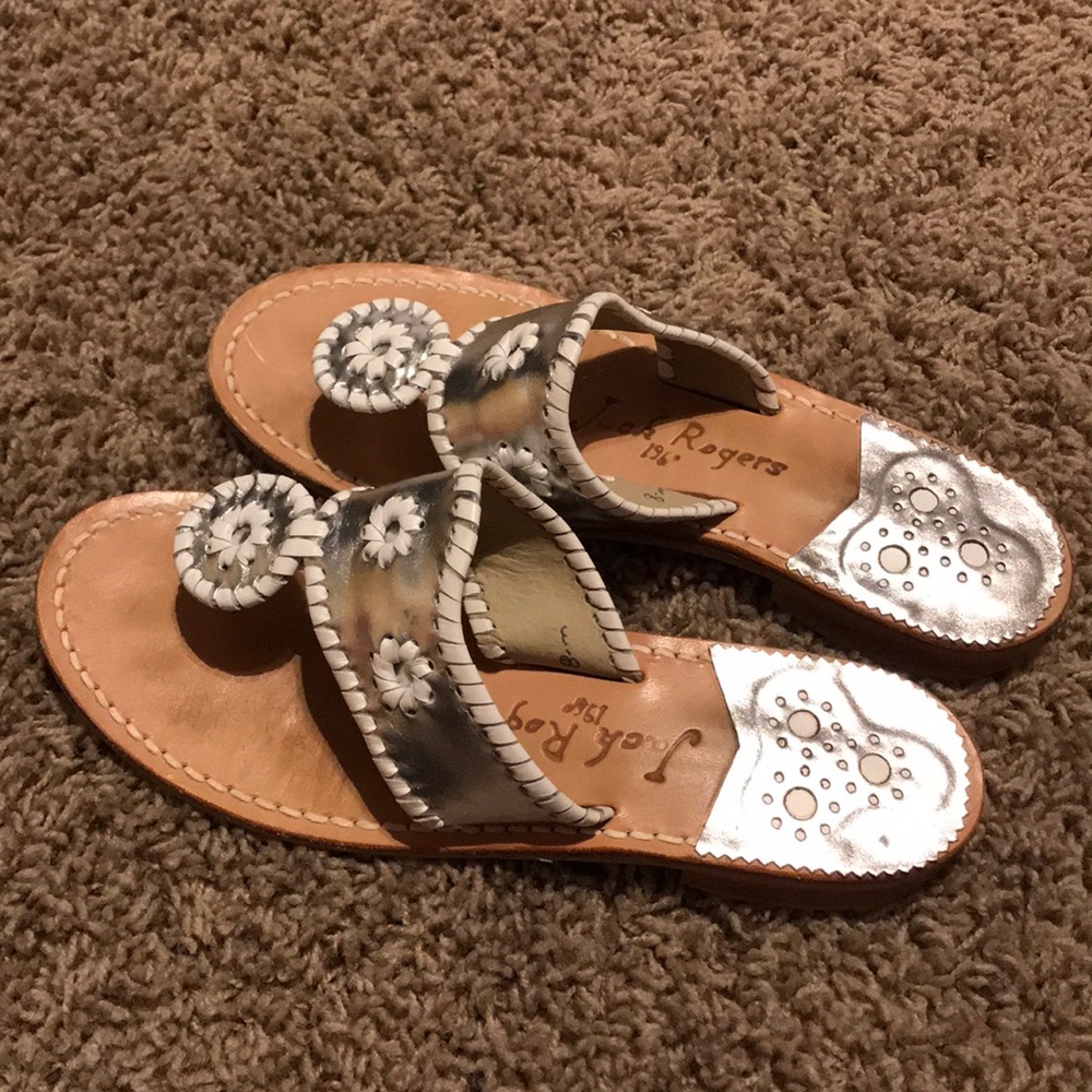 Silver and white jack Rogers